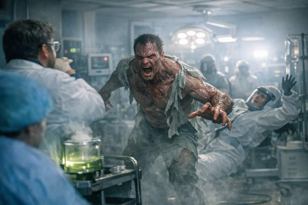 Bryan sufre una mutación en la secuencia final en el Hospital General de Raccoon City